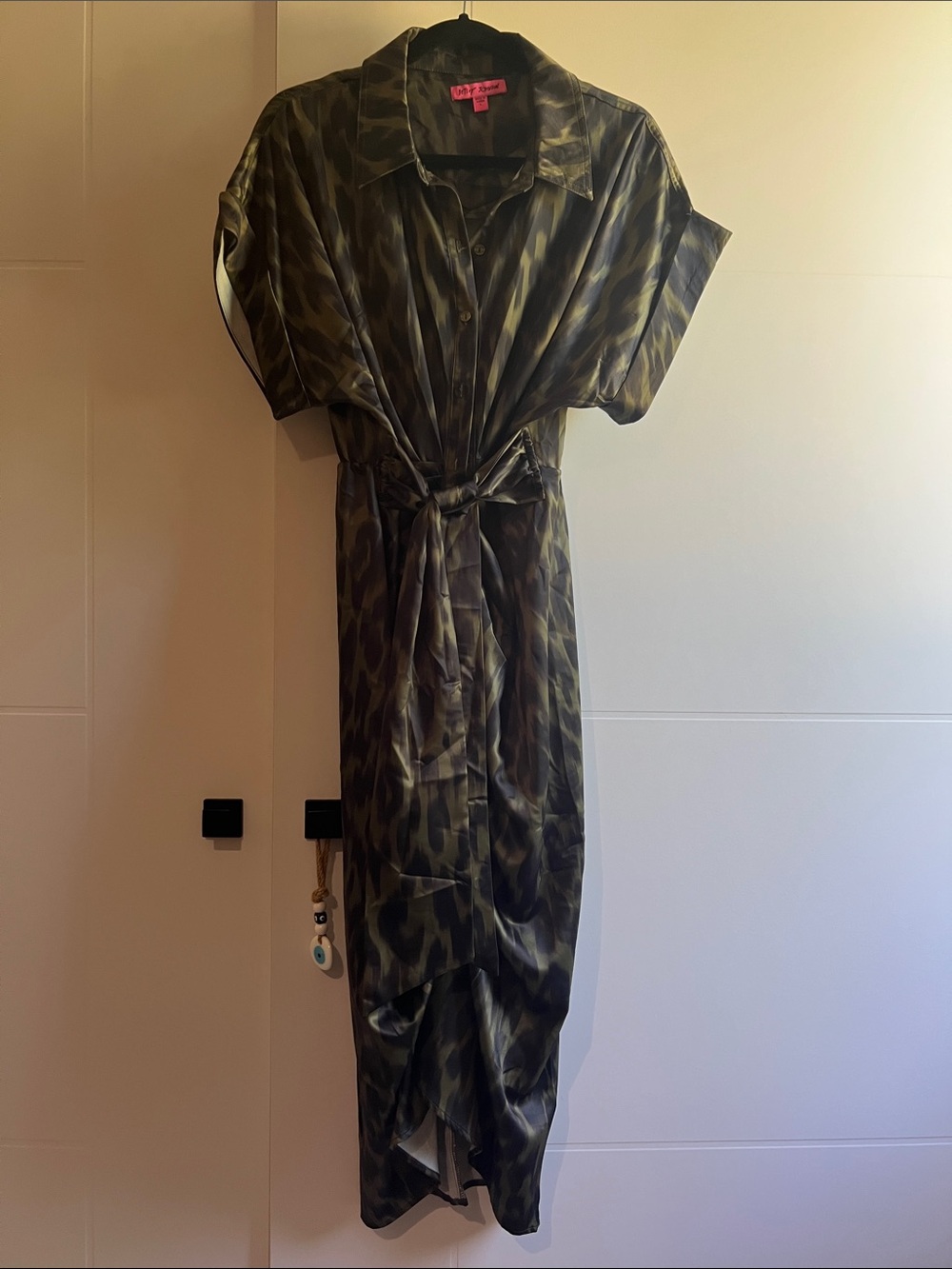 Betsey Johnson Olive Green Mottled Shirt Maxi Dress